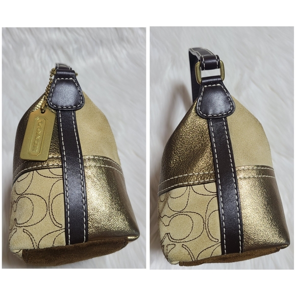 Coach|Gold Canvas & Suede Patchwork Mini Bag - Picture 9 of 13
